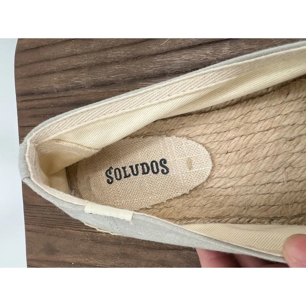 Soludos La Vie En Rose Espadrilles Sage Green Canvas Smoking Slippers 9.5